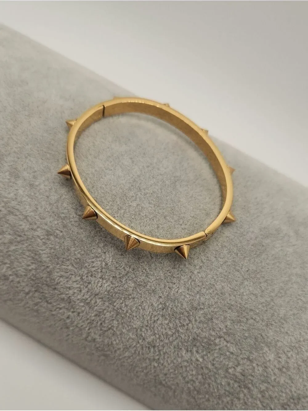 18k Gold Plated Stainless Steel Spike Studded Bangle Bracelet Minimalist Jewelry